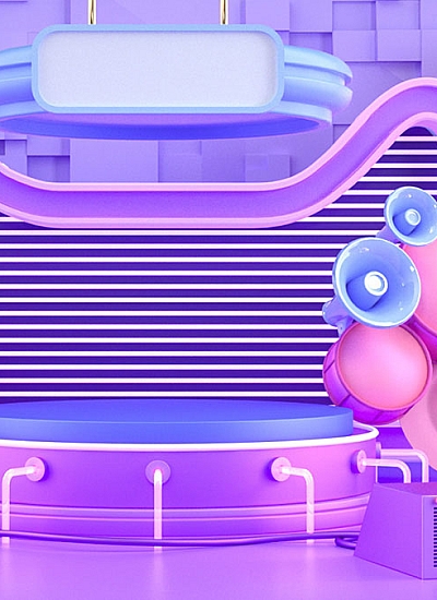 C4D00001架子鼓紫色电商场景C4D模型含工程文件