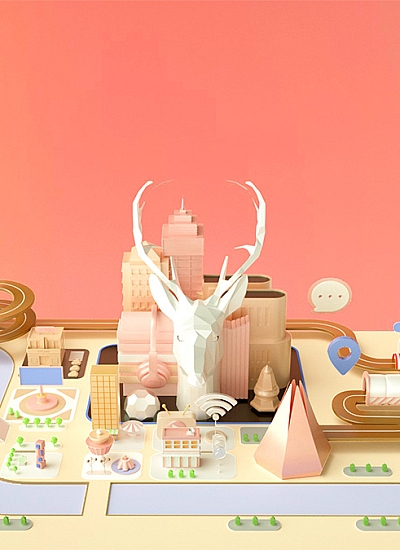 C4D00005玩具城堡电商场景C4D模型含工程文件