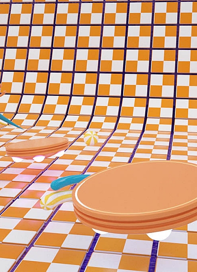 C4D00011橙白方格飞船电商场景C4D模型含工程文件