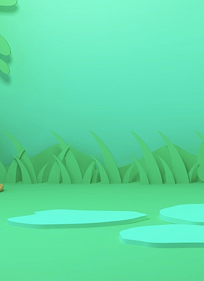 C4D00013绿色草花石头电商场景C4D工程文件